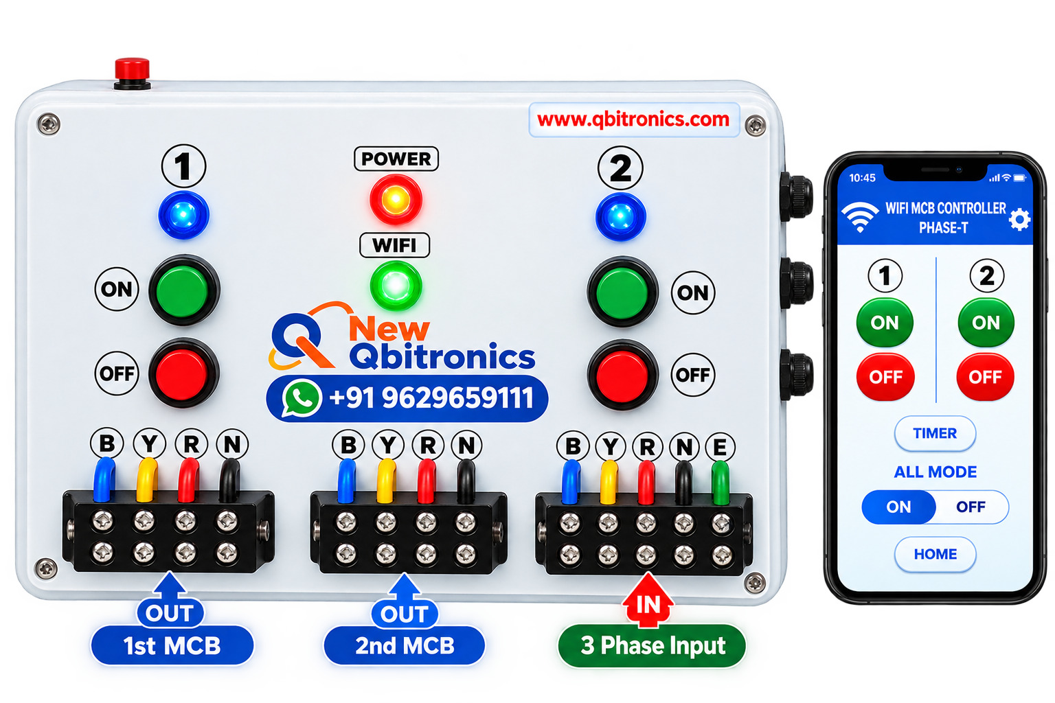 Smart WiFi 3 Phase 2 Channel MCB Controller – IoT
